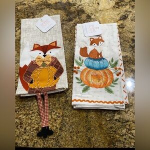 SIGRID OLSEN FOX FALL KITCHEN TOWEL BUNDLE - (2) Sets of 2 Brand new